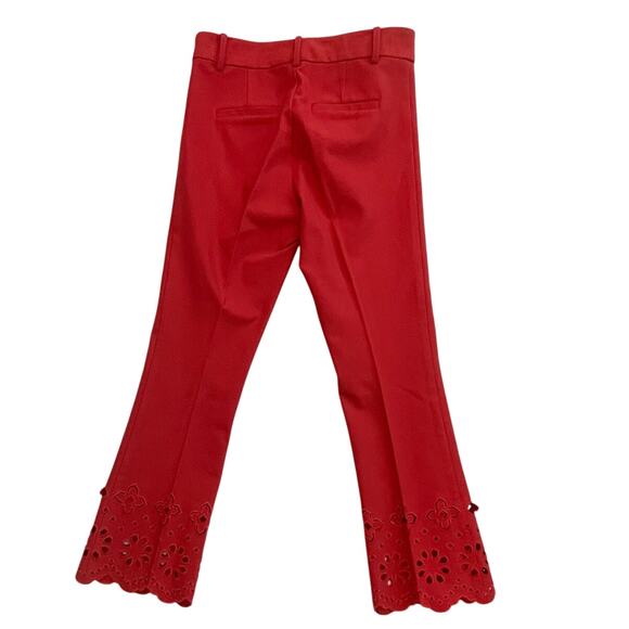 Derek Lam 10 Crosby Cropped Red Flare Pants Eyelet Hem  2P - Picture 5 of 12